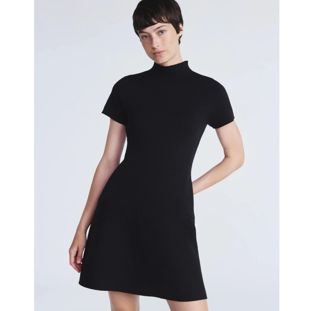 Scoop Fit and Flare Jacquard Black Sweater Dress Size M